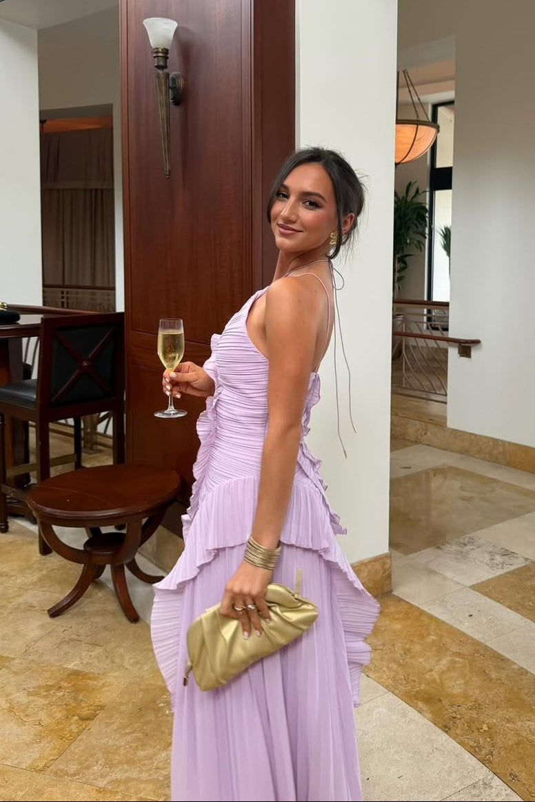 Meritxell | Vestido maxi elegante con volantes para mujer
