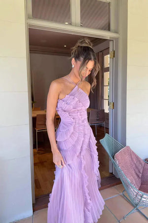 Meritxell | Vestido maxi elegante con volantes para mujer