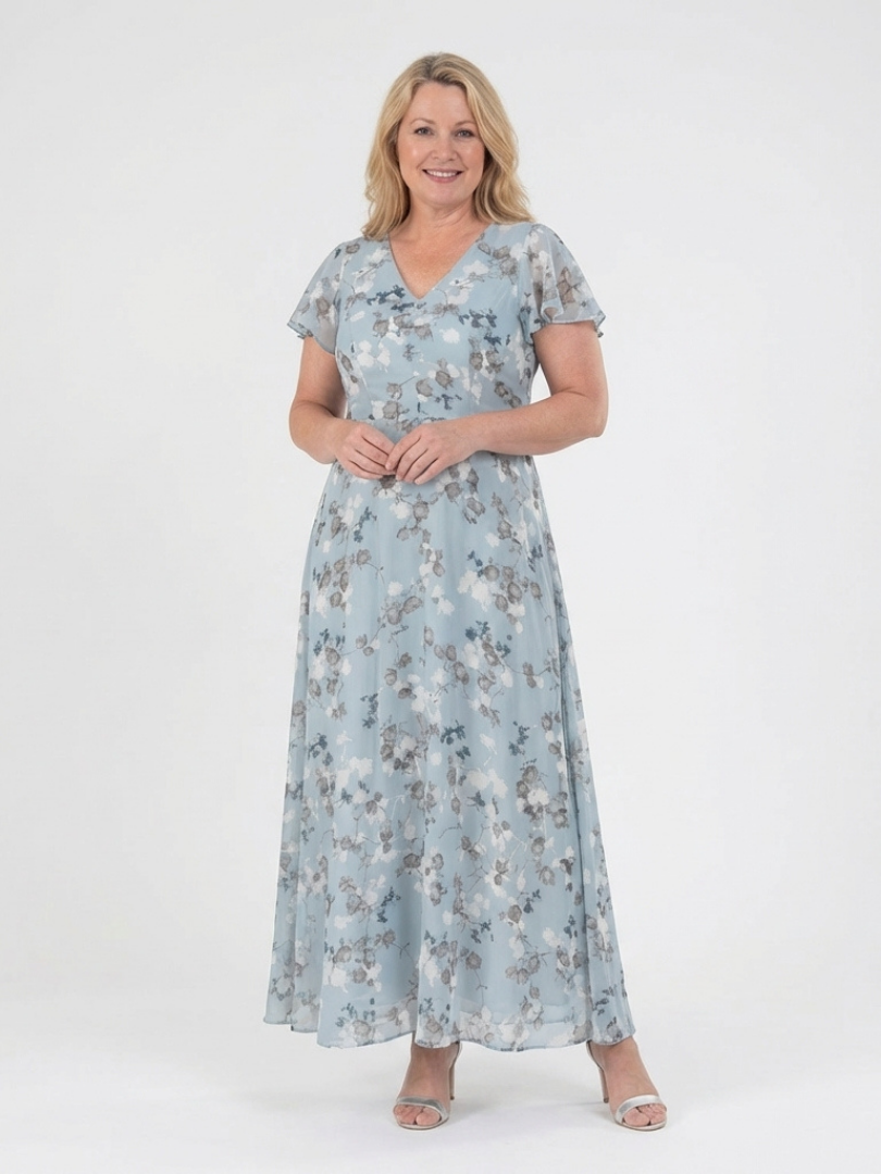 Ismeria | Vestido Maxi de Chiffon Floral