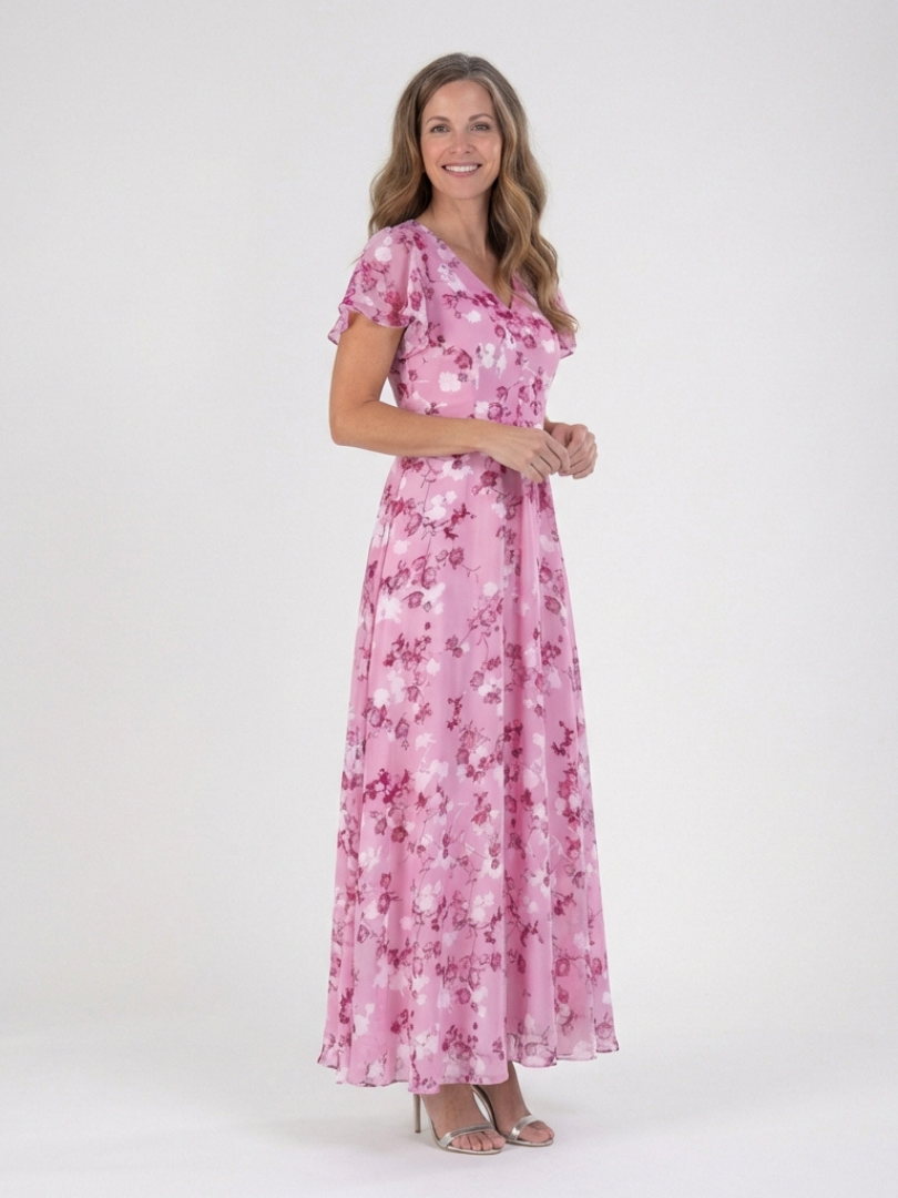 Ismeria | Vestido Maxi de Chiffon Floral