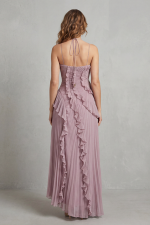 Lavirea – Pliegues esculpidos – Vestido midi de un solo hombro