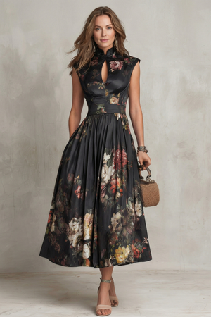 Noirelle – Elegancia floral vintage – Vestido midi