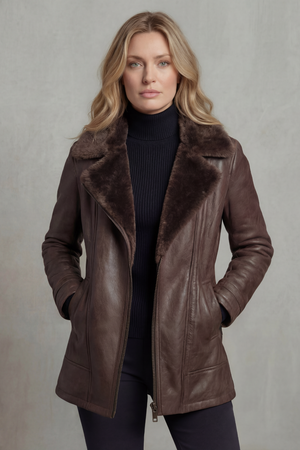 Ravella – Elegancia con forro de piel – Chaqueta de cuero