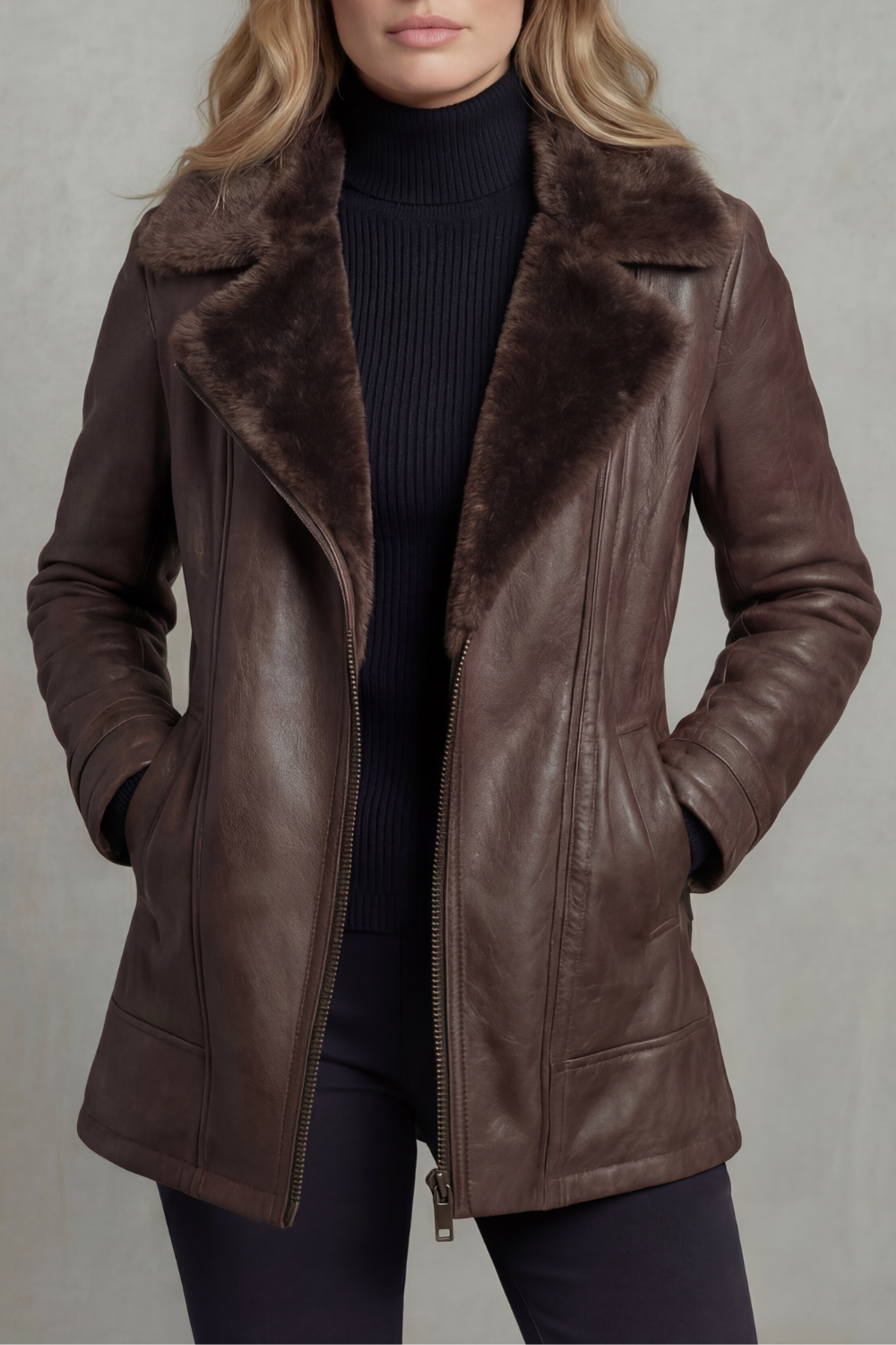 Ravella – Elegancia con forro de piel – Chaqueta de cuero