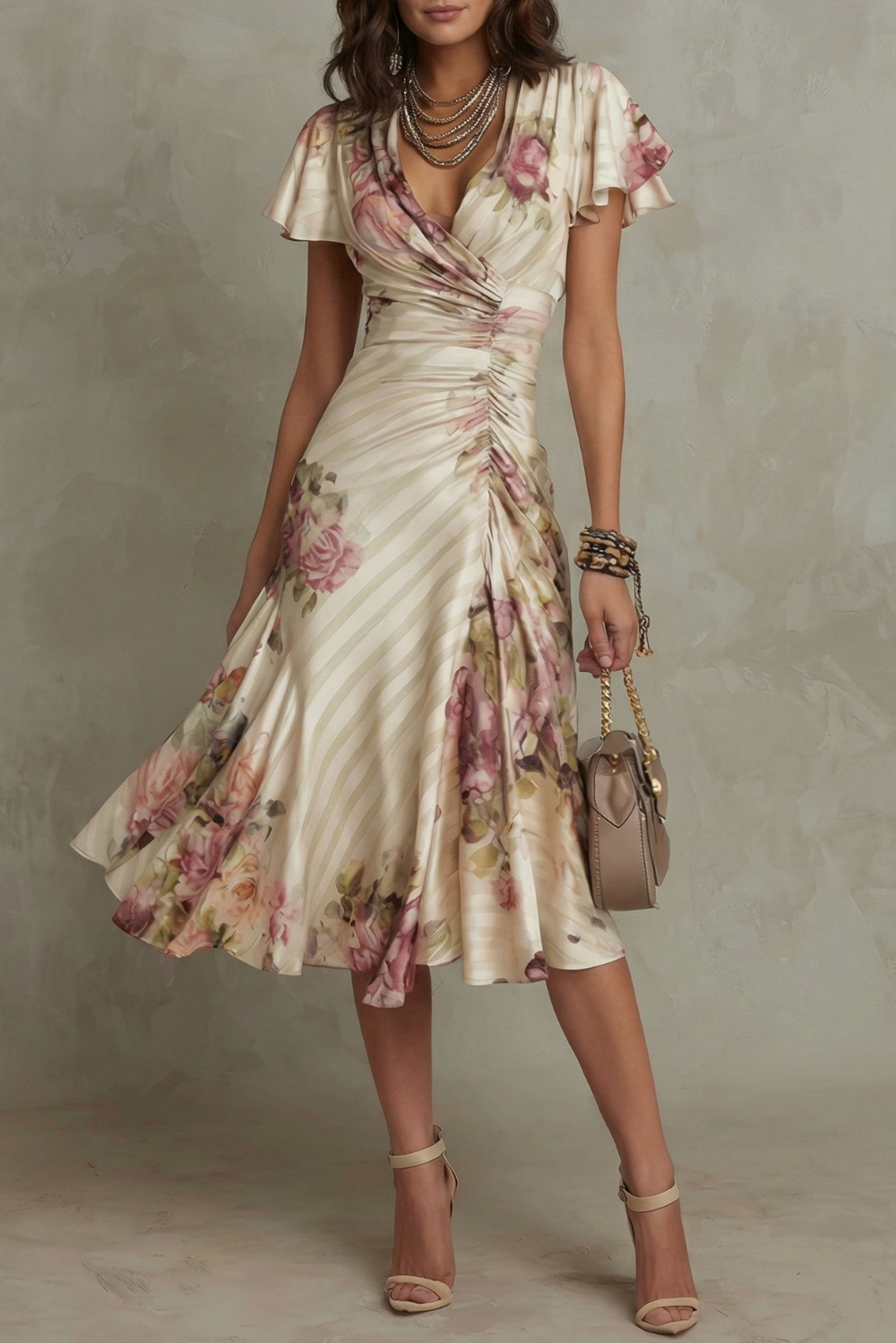 Rosavienne – Romance vintage de satén – Vestido midi