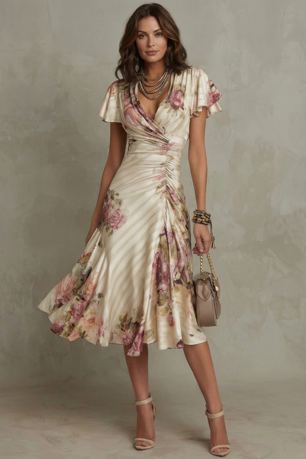 Rosavienne – Romance vintage de satén – Vestido midi