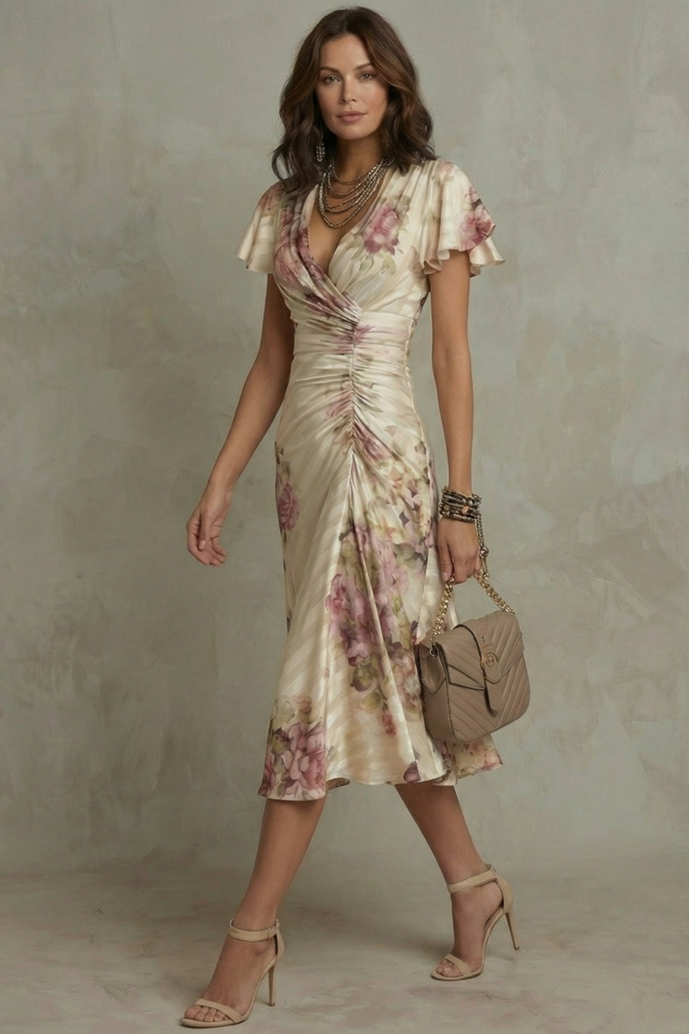Rosavienne – Romance vintage de satén – Vestido midi