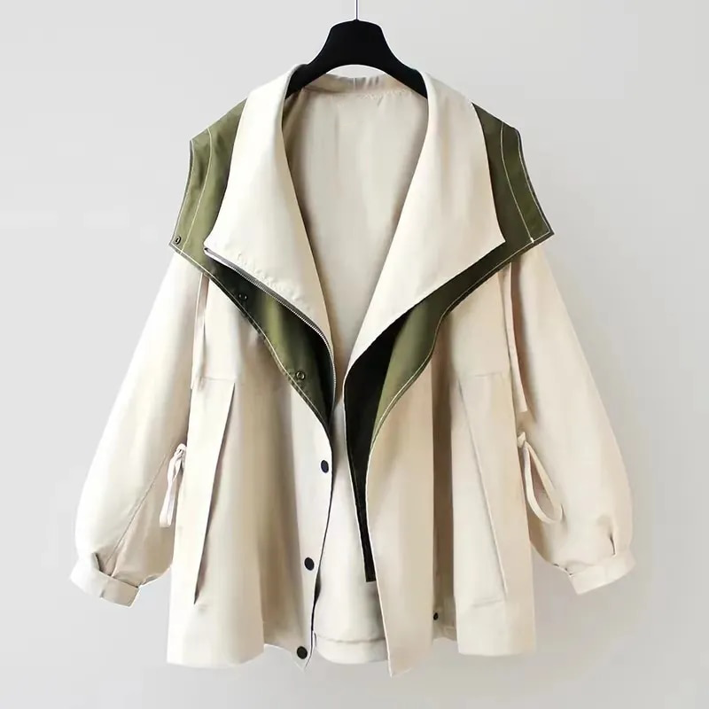 Yolanda | Chaqueta de Entretiempo con Cuello Doblado Estilo "Drapeado"