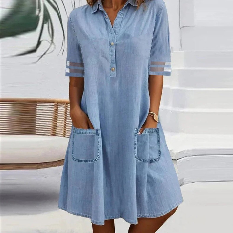 Nanna | Vestido Mini de Denim con Bolsillos
