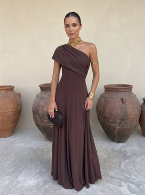 Vestido Toledo Largo Hombro Único con Drapeado