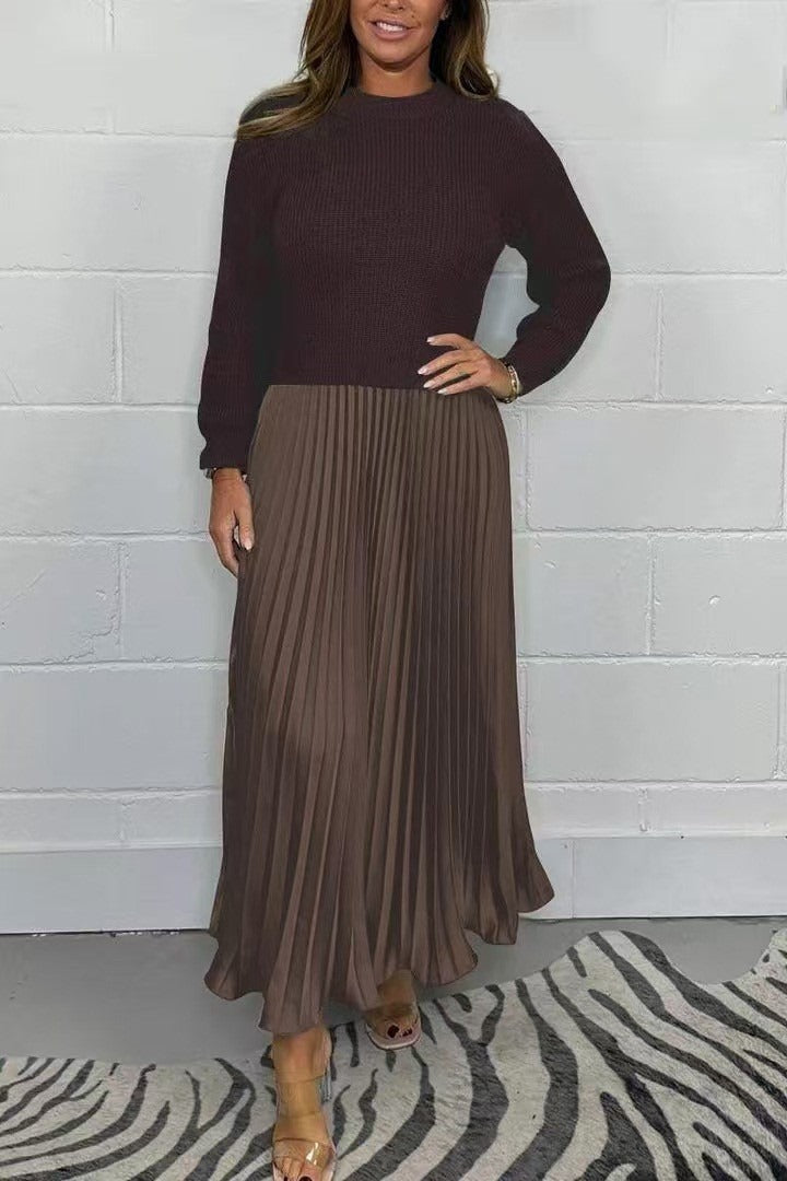 Fernanda | Vestido con jersey y falda plisada