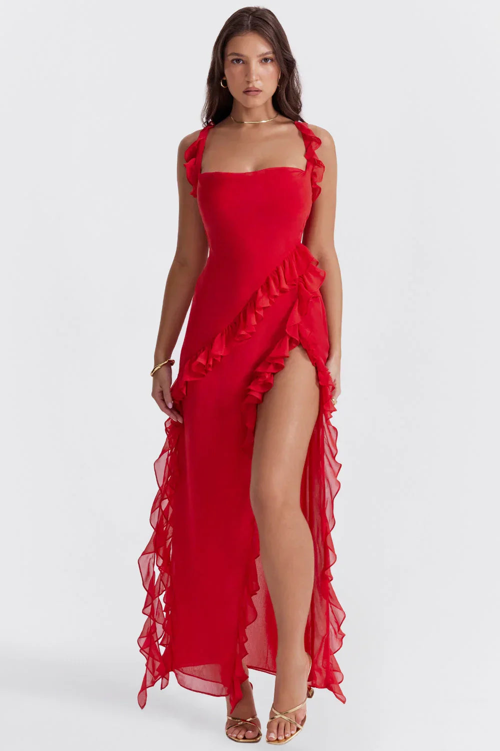 Blanca | Vestido Largo Con Volantes