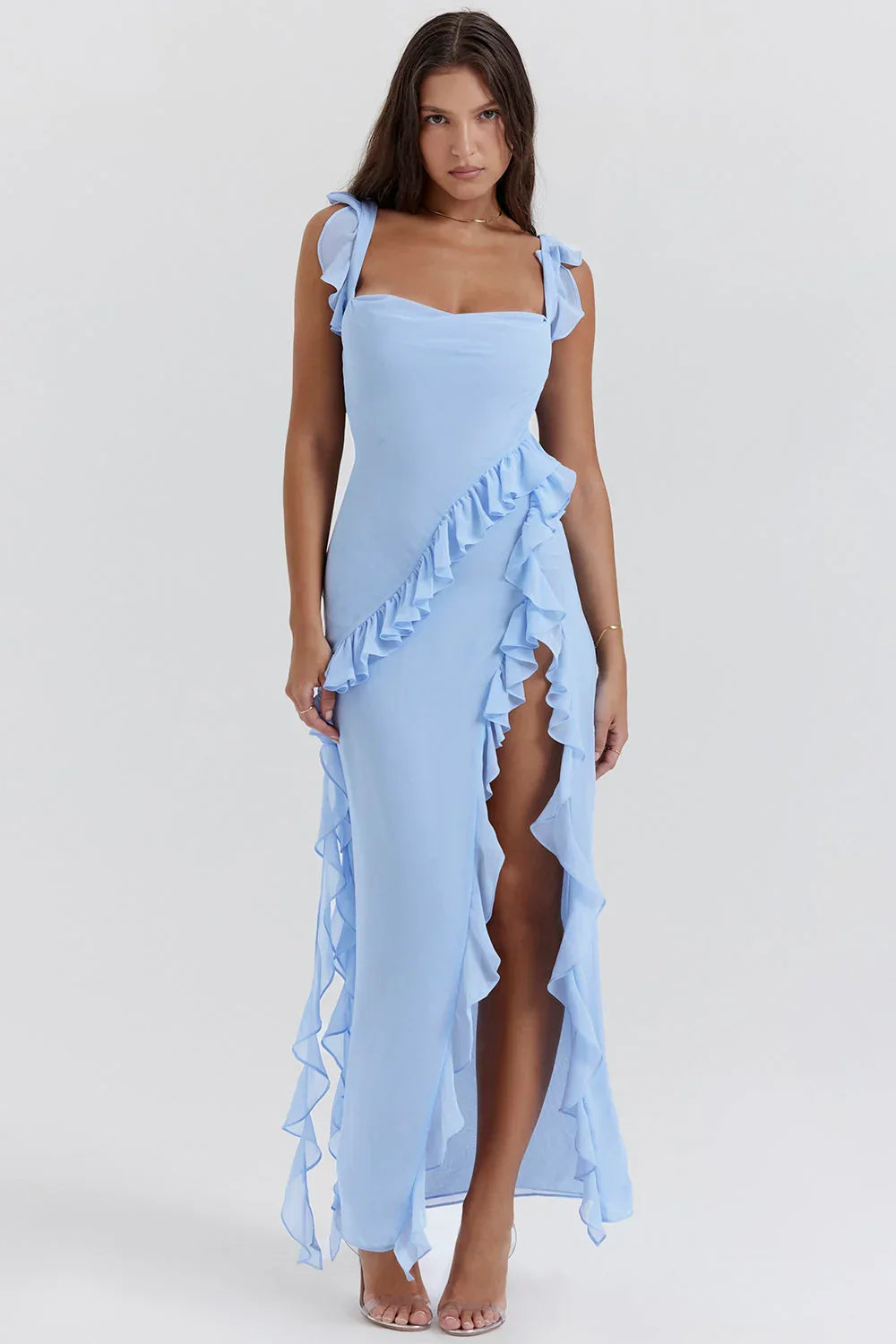 Blanca | Vestido Largo Con Volantes
