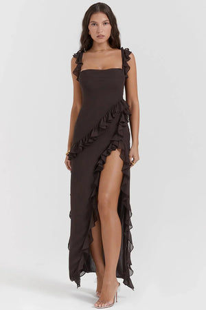 Blanca | Vestido Largo Con Volantes