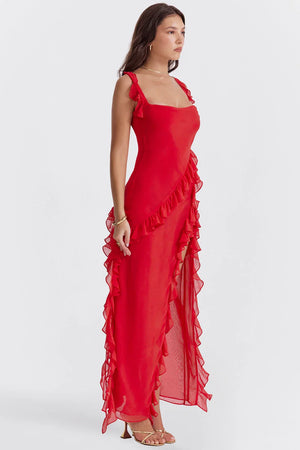 Blanca | Vestido Largo Con Volantes