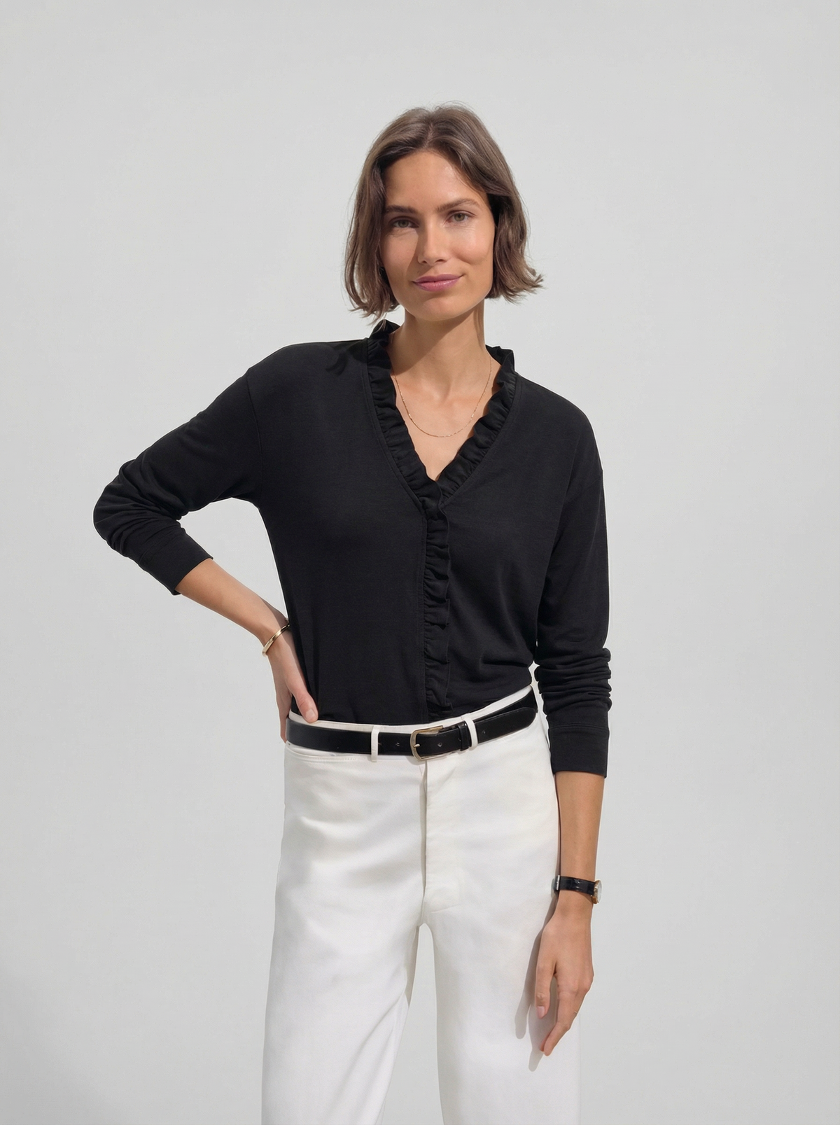 India | Blusa con volantes y cuello en V