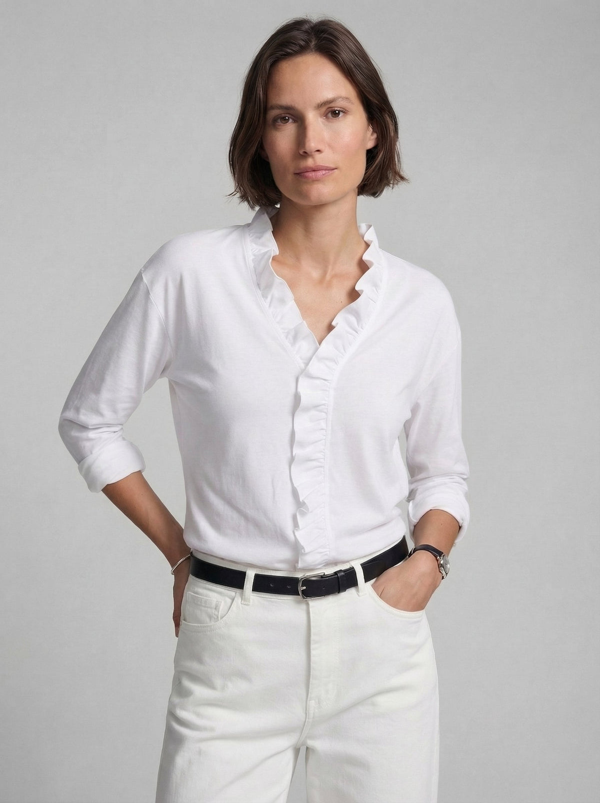 India | Blusa con volantes y cuello en V