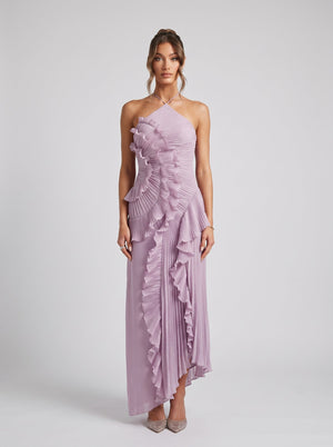 Meritxell | Vestido maxi elegante con volantes para mujer