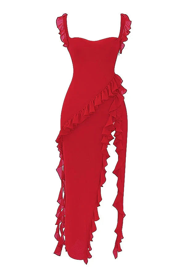 Blanca | Vestido Largo Con Volantes