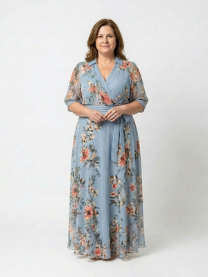 Elowen | Vestido Maxi con Escote en V y Estampado Floral